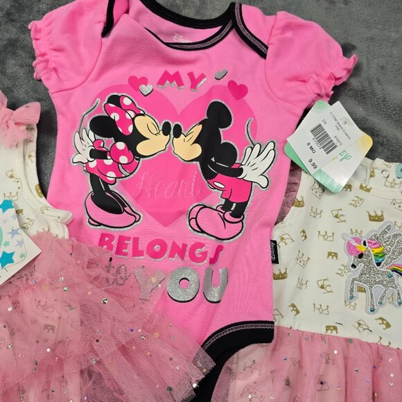 Disney Baby Girl Romper + Unicorn Tutu Bodysuit Bundle Size 6M NWT - Picture 3 of 9